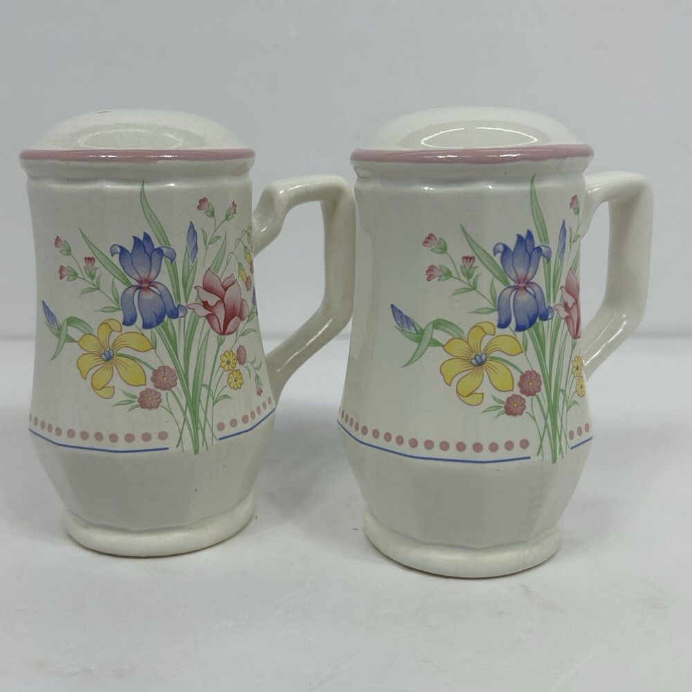 Sarma Studios Victorian Flowers 4.5" Oversized Salt & Pepper Shaker Set Handle